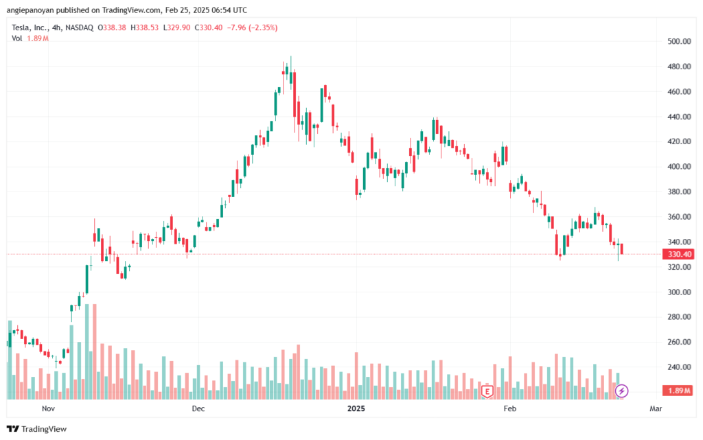 تحليل سهم تسلا الفني TSLA-25-2-2025