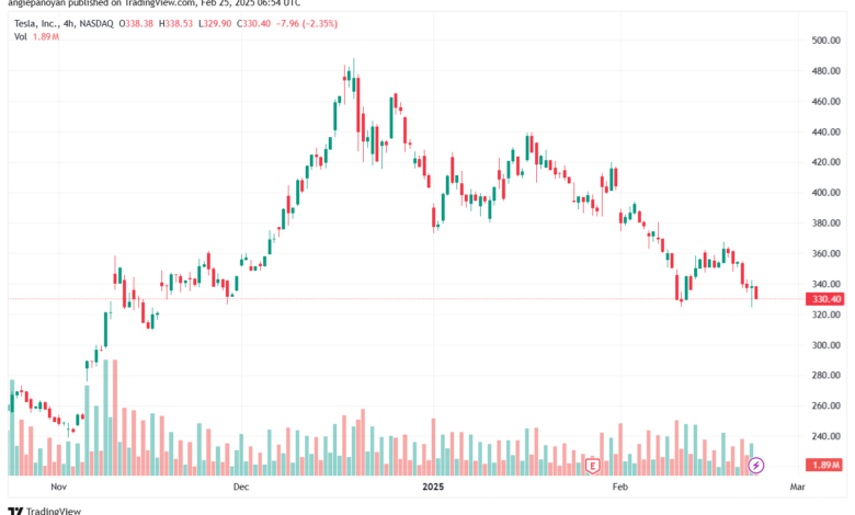 تحليل سهم تسلا الفني TSLA-25-2-2025