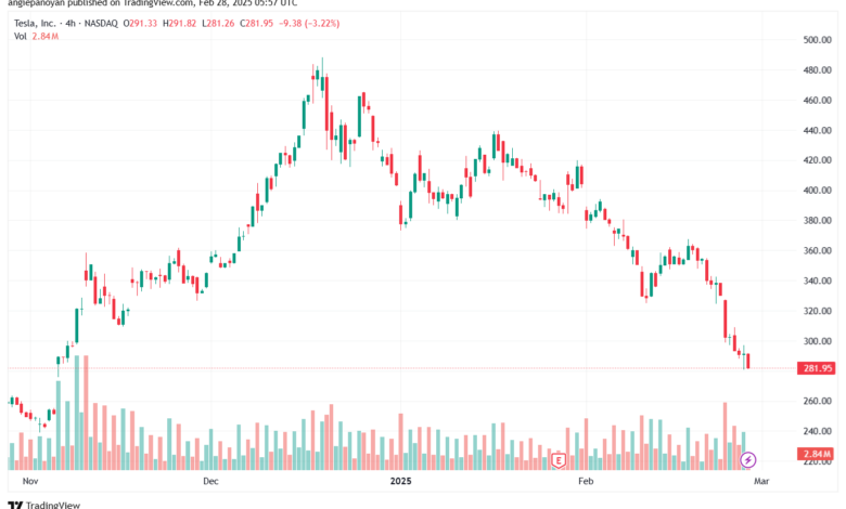 تحليل سهم تسلا الفني TSLA-28-2-2025