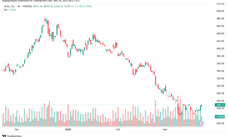 تحليل سهم تسلا الفني TSLA-24-3-2025