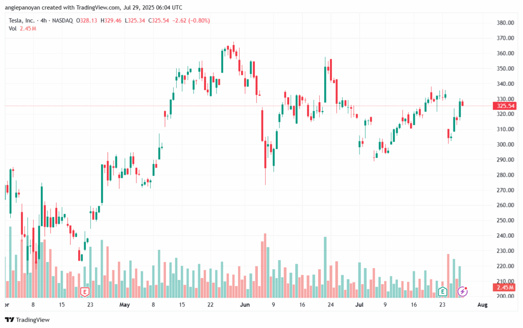 تحليل سهم تسلا الفني TSLA 29-7-2025