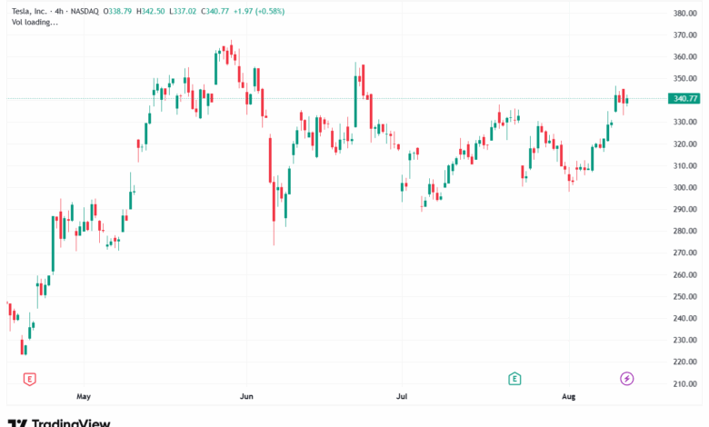 تحليل سهم تسلا الفني TSLA 13-8-2025