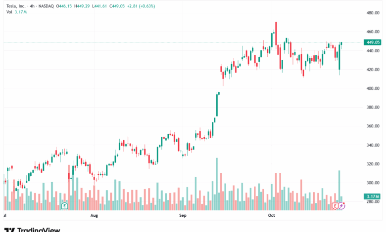 تحليل سهم تسلا الفني TSLA -24-10-2025