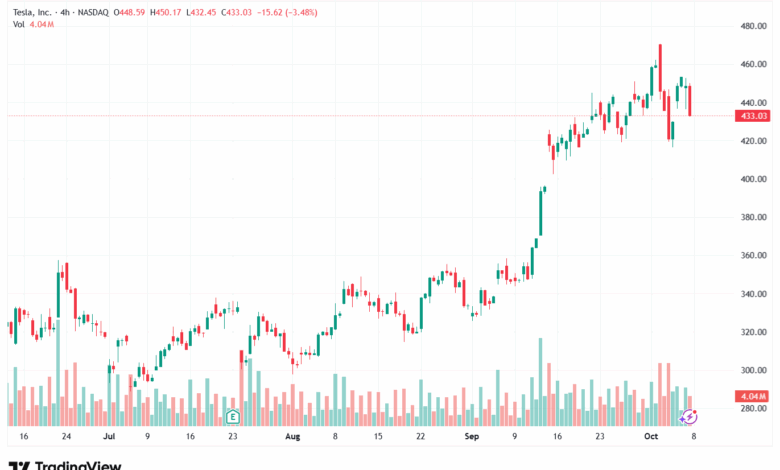 تحليل سهم تسلا الفني TSLA -8-10-2025