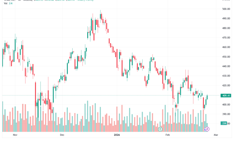 تحليل سهم تسلا الفني TSLA -25-02-2026